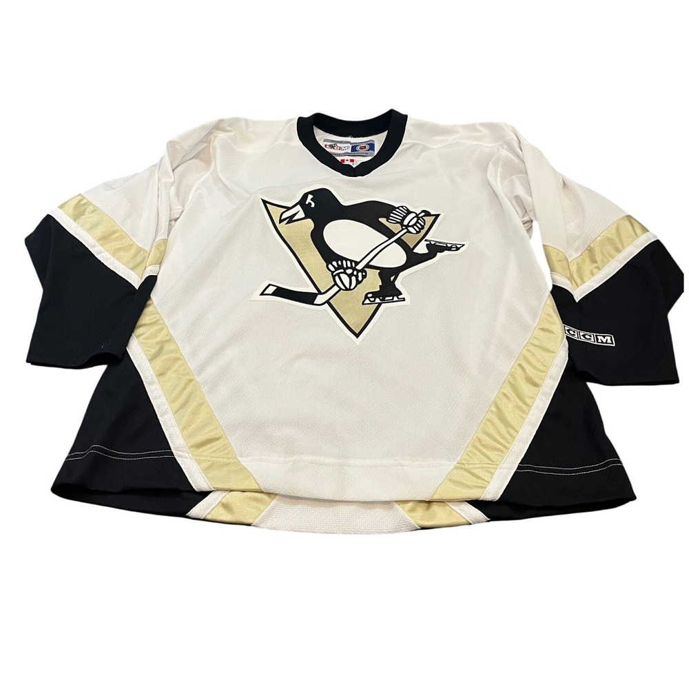 CCM Hockey Jersey Mens XL White Pittsburgh Penguins NHL Vintage Made in Canada